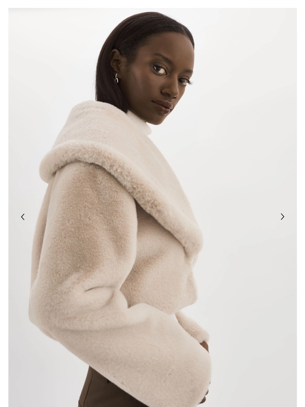 LAMARQUE. Plush Faux-Fur Jacket in Beige - Picture 5 of 10